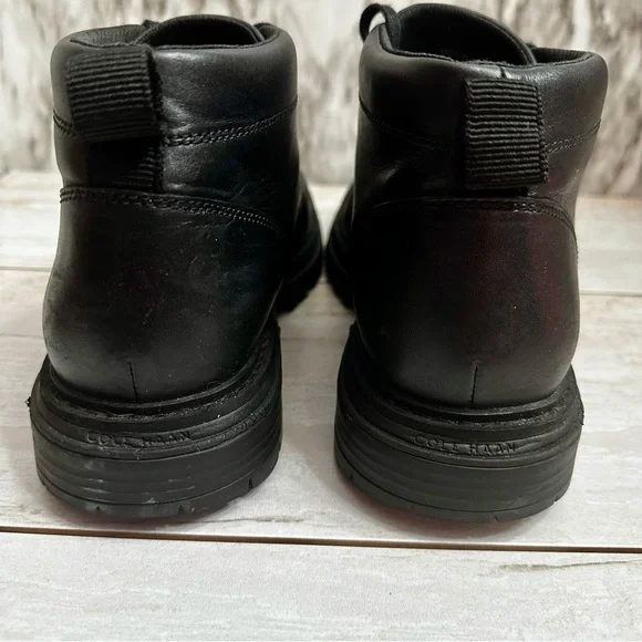 Cole Haan Mens Size 9 Black Leather Tahoe Featherfeel Ankle Lace Up Lug Boots - Picture 5 of 12